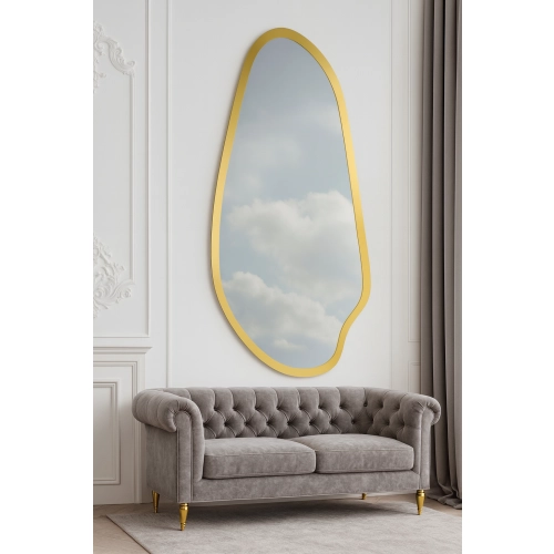 Nieregularne lustro w ramie złoty połysk - JASPIS SHINE